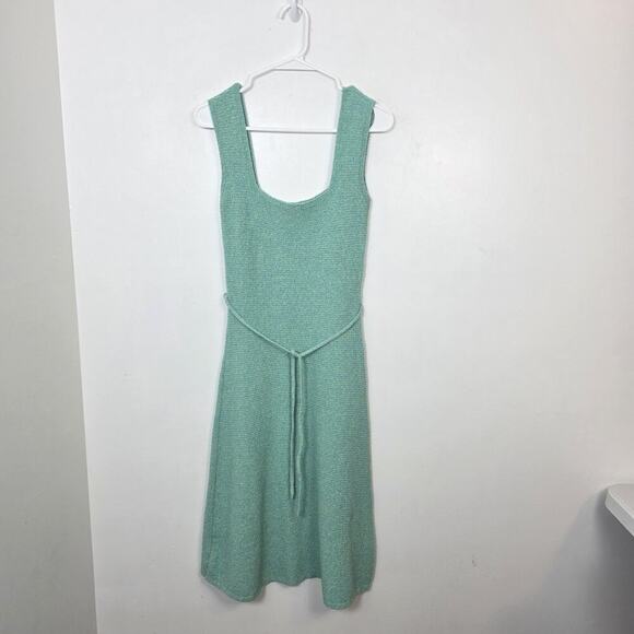Zara Green Knit Sweater Tie Waist Sleeveless Cute Midi Dress Size Medium - Picture 3 of 9